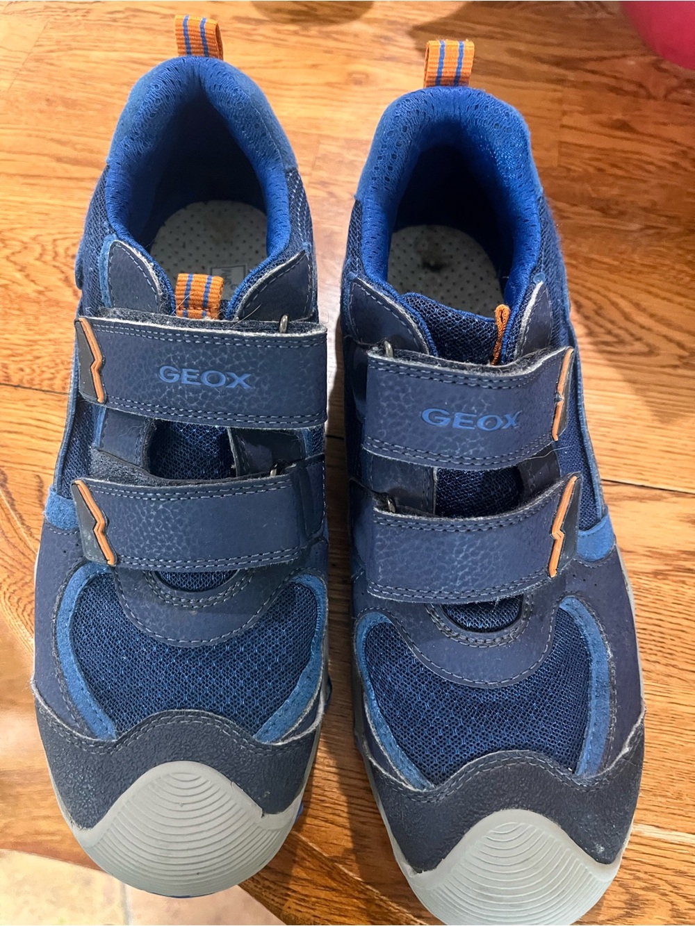Geox Navy & Orange Kids' Velcro Sneakers GUC 41